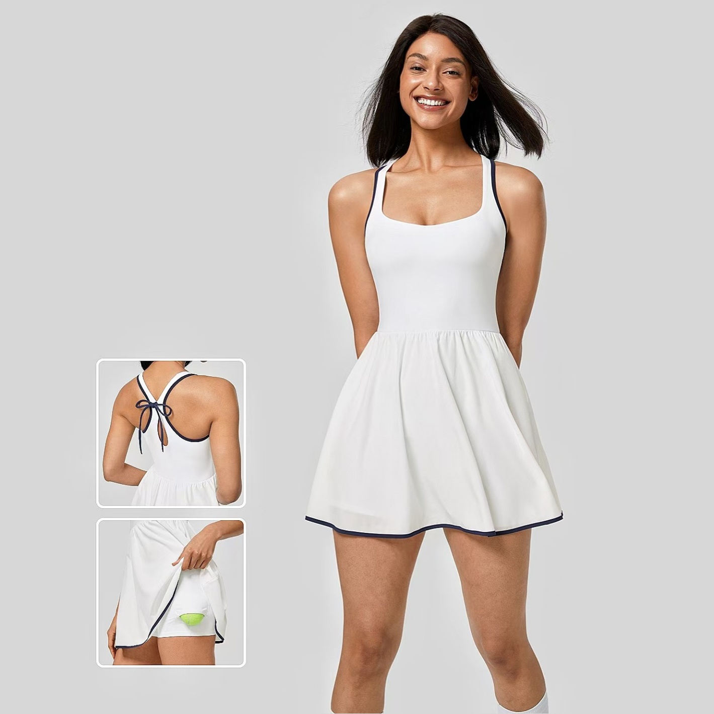 Womens Sleeveless Fit and Flare Mini Activewear Dress